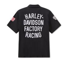 SHIRT-KNIT FACTORY RACING BLACK COLLAR/BUTTON - 96377-26VX
