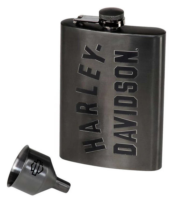 Harley-Davidson Embossed H-D Flask - Matte Black Stainless Steel PN: HDX-98657