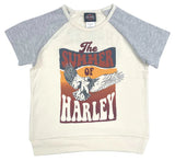 Harley-Davidson® Little Girls' Relaxed Fit Short Sleeve Knit Tee - Cream & Gray - 1031257