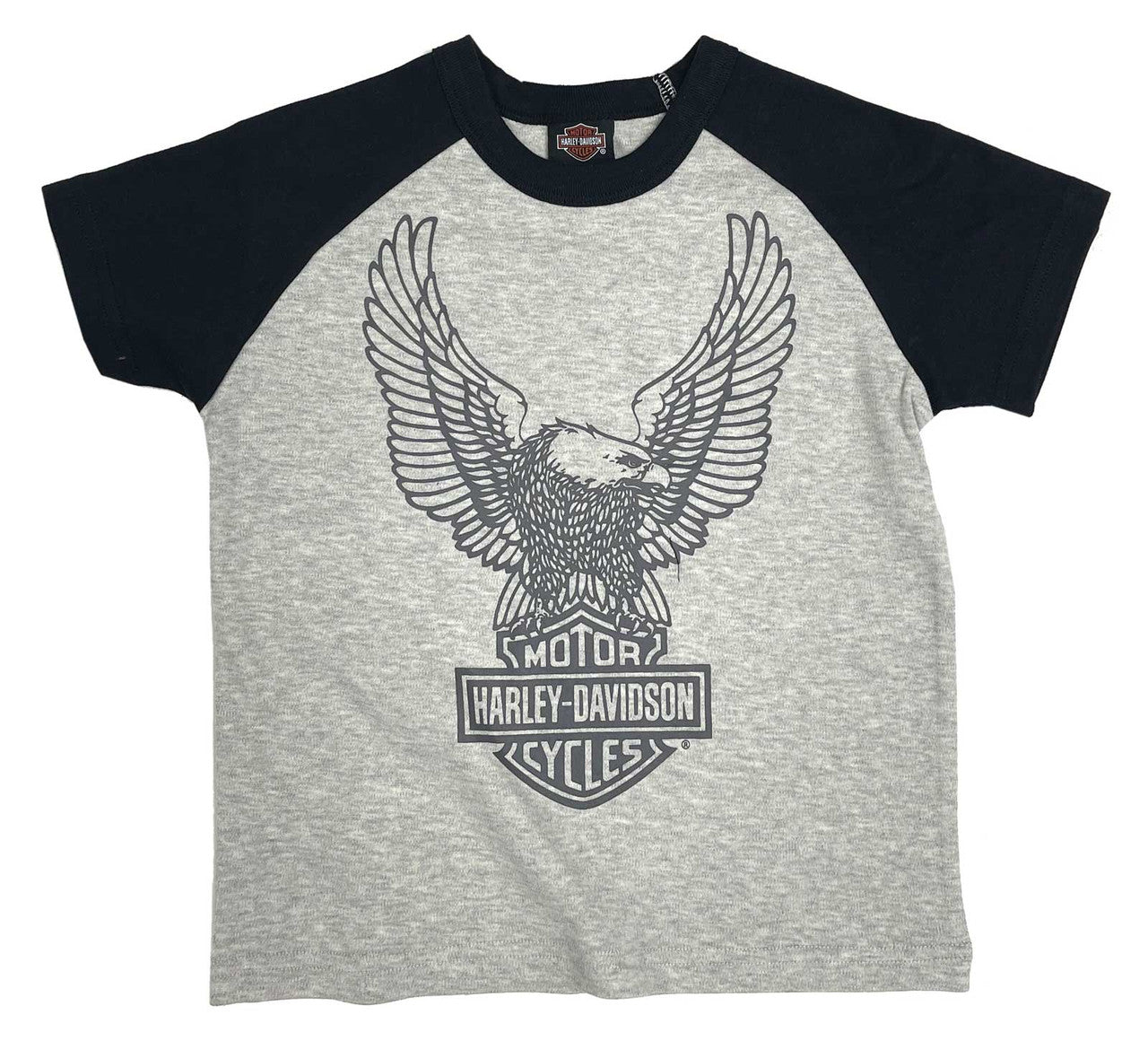 Harley-Davidson® Little Boys' Colorblocked Short Sleeve Raglan Toddler Tee - Gray 1072302, 1082302, 1092302