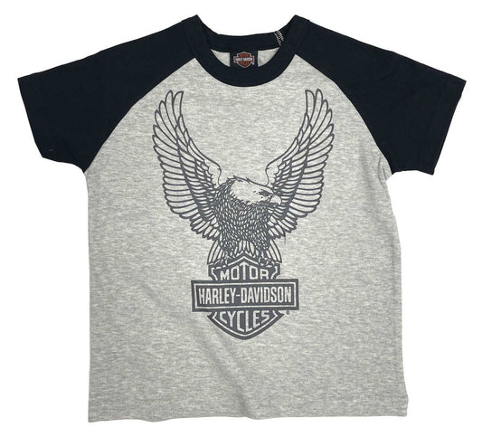Harley-Davidson® Little Boys' Colorblocked Short Sleeve Raglan Toddler Tee - Gray 1072302, 1082302, 1092302