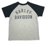 Harley-Davidson® Little Boys' Colorblocked Short Sleeve Raglan Toddler Tee - Gray