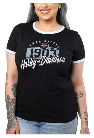 Harley-Davidson® Women's Collegiate Short Sleeve Dealer Tee - Black/White  40290998