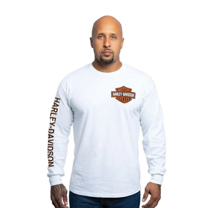 Harley-Davidson® Small Bar & Shield Long Sleeve Tee - White - 40290924 & 40294877