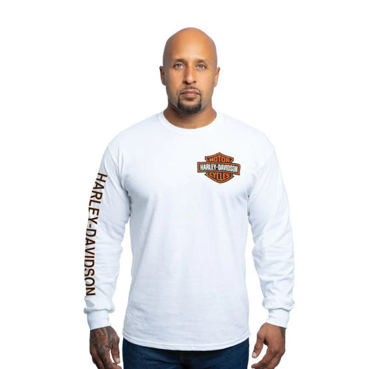 Harley-Davidson® Small Bar & Shield Long Sleeve Tee - White - 40290924 & 40294877