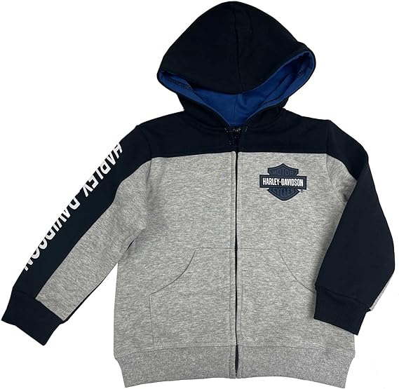 Harley-Davidson Big Boys' Bar & Shield Colourblocked Fleece Zip-Up Hoodie 6593316