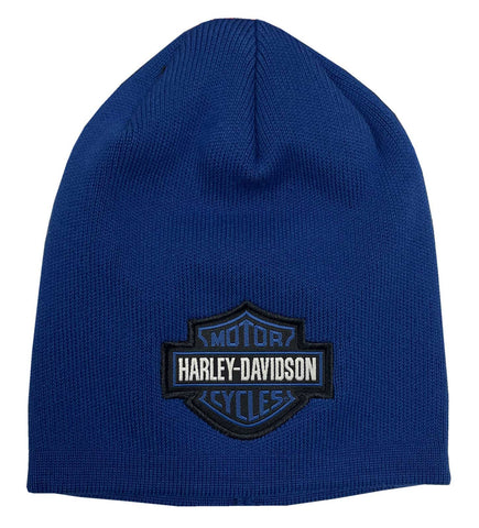 Harley-Davidson® Little Boys' Bar & Shield Fine Guage Knit Beanie - Blue