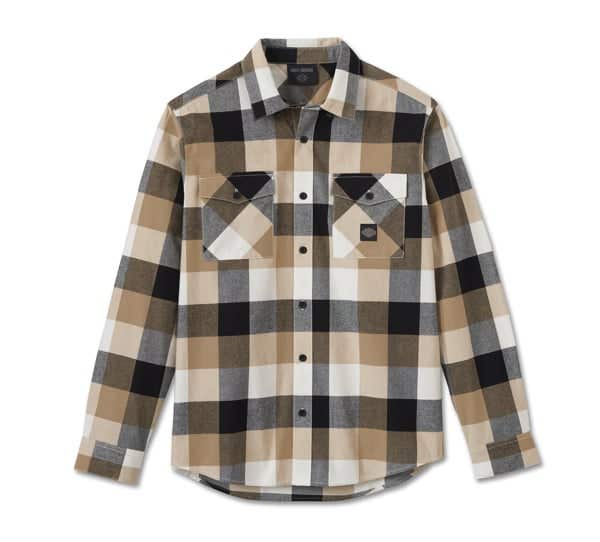 HARLEY-DAVIDSON MENS ESSENCE LONG SLEEVE FLANNEL SHIRT - 96032-25VM