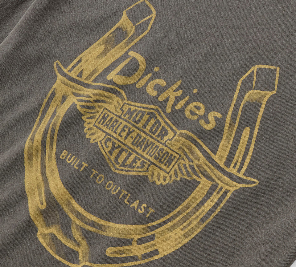 Men's Dickies x H-D Winged Horseshoe Long Sleeve Tee - Washed Black 96089-26VM