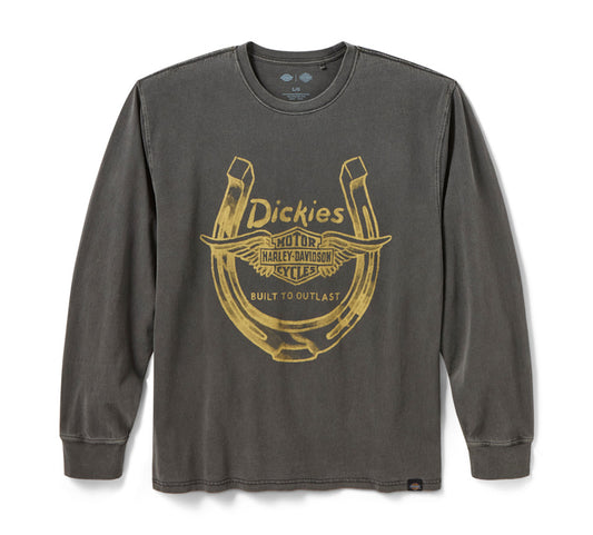 Men's Dickies x H-D Winged Horseshoe Long Sleeve Tee - Washed Black 96089-26VM