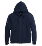 Men's Chainstitch Embroidery Graphic Zip Front Hoodie - Dark Sapphire 96135-22VM