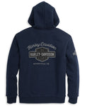 Men's Chainstitch Embroidery Graphic Zip Front Hoodie - Dark Sapphire 96135-22VM