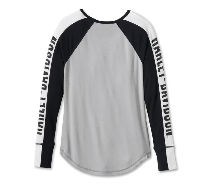 Women's Harley-Davidson® Bar & Shield Raglan Long Sleeve Tee - Colorblocked Grey 96144-24VW