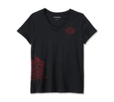 Women's Year of The Dragon V- Neck Tee - Harley Black 96254-24VW