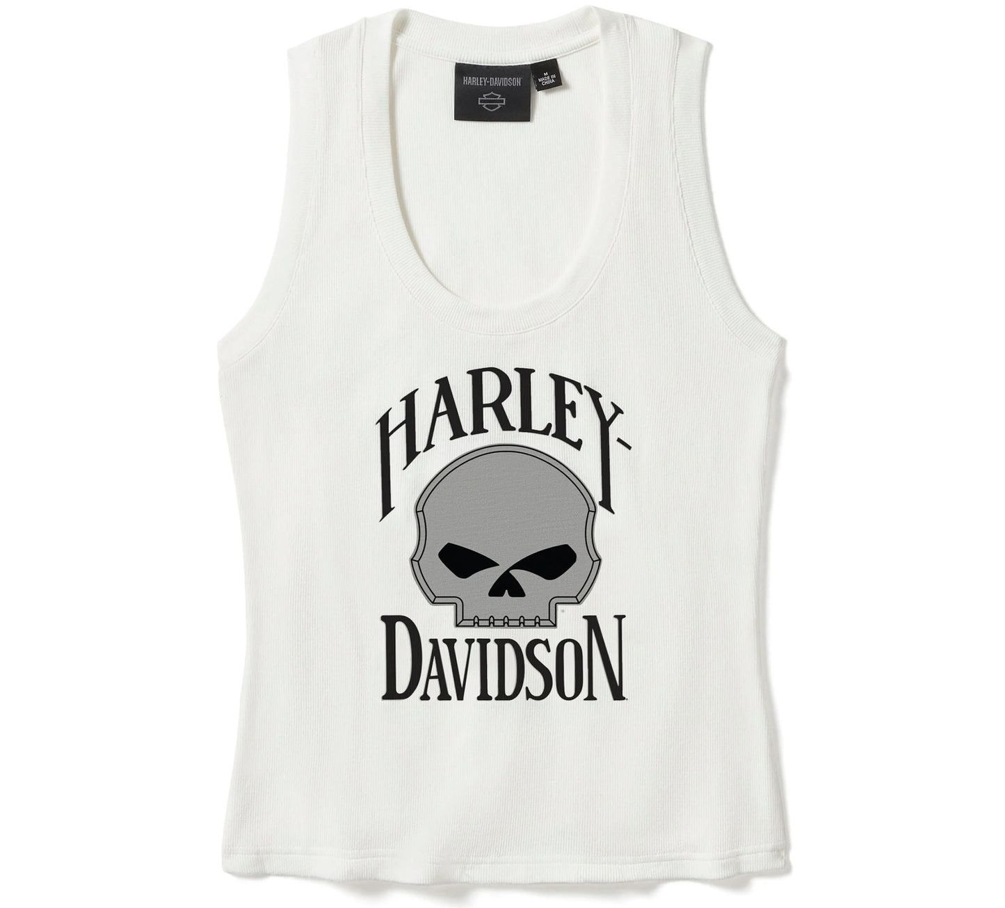 Women’s Harley-Davidson® Willie G. Skull Ribbed Sleeveless Shirt, Off White tank - 96597-25VW