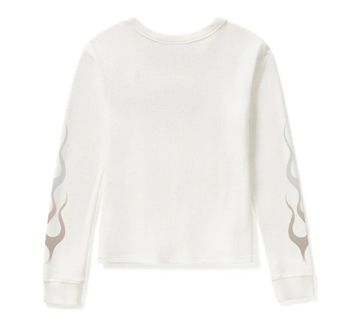 96762-25VW -Women's Vintage Flames Knit Top - Cloud Dancer