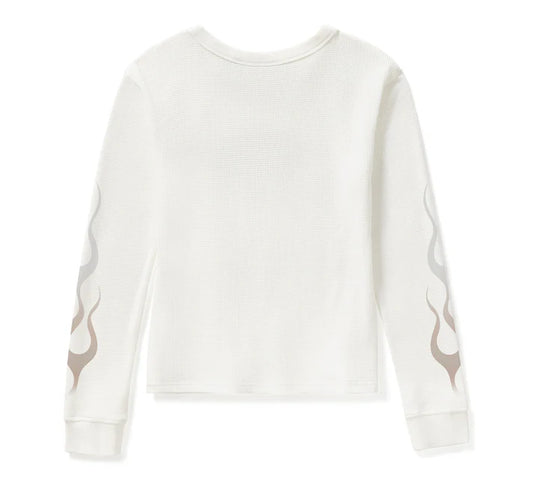 96762-25VW -Women's Vintage Flames Knit Top - Cloud Dancer