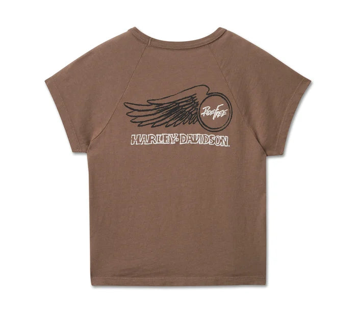 Women's Harley-Davidson® Willie G Winged Wheel Baby Doll Tee - Dark Grey 96817-24VW