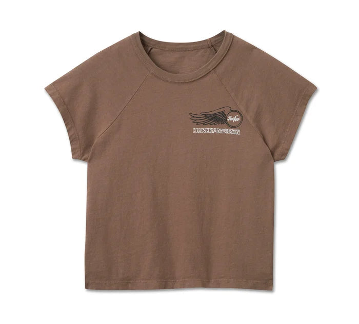 Women's Harley-Davidson® Willie G Winged Wheel Baby Doll Tee - Dark Grey 96817-24VW