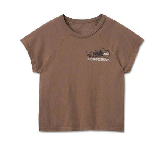 Women's Harley-Davidson® Willie G Winged Wheel Baby Doll Tee - Dark Grey 96817-24VW