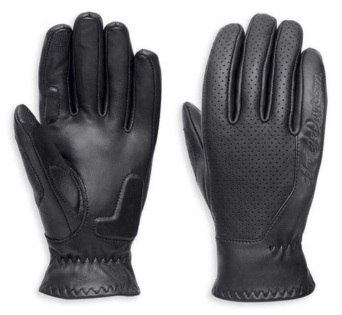 Harley-Davidson® Women's Thayne Perforated Leather Gloves, Black 97118-18VW