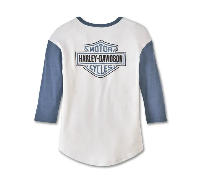 Women's Harley-Davidson®  Pride Contrast Henley - Colorblocked - Bright White 97478-23VW