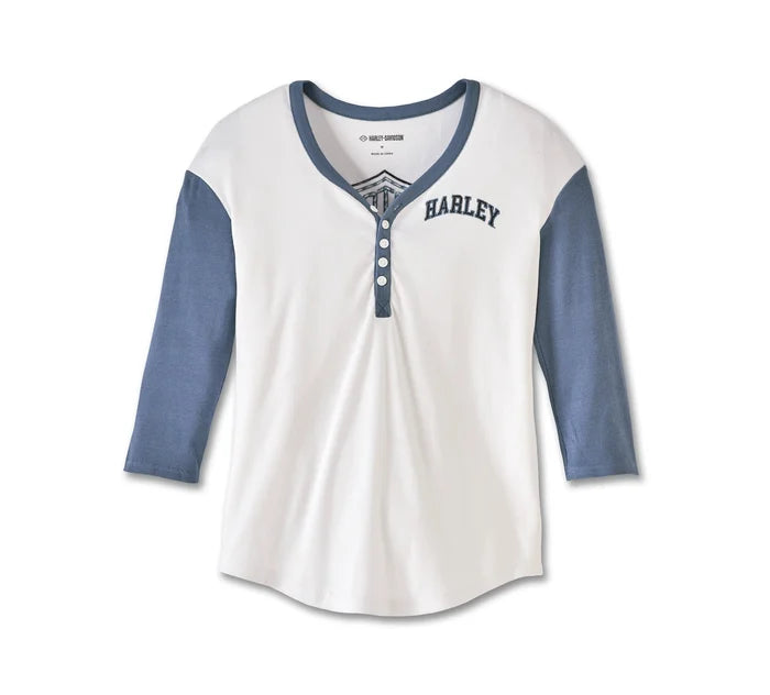 Women's Harley-Davidson®  Pride Contrast Henley - Colorblocked - Bright White 97478-23VW