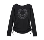 Harley-Davidson® Women's Willie G™ Skull Tie Notch Neck Knit Top - 99060-24VW