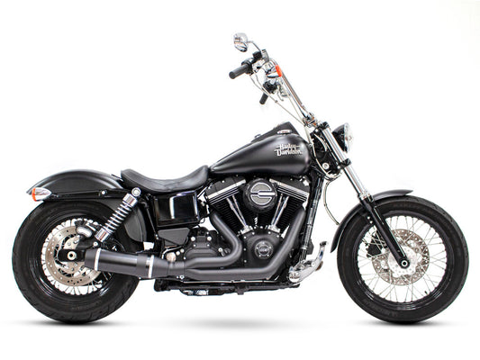 DD592Z-31B - Bob Cat 2-into-1 Exhaust – Black with Black Sleeve Muffler. Fits Dyna 2006-2017.