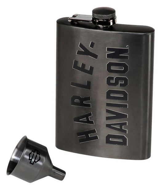 Harley-Davidson Embossed H-D Flask - Matte Black Stainless Steel PN: HDX-98657