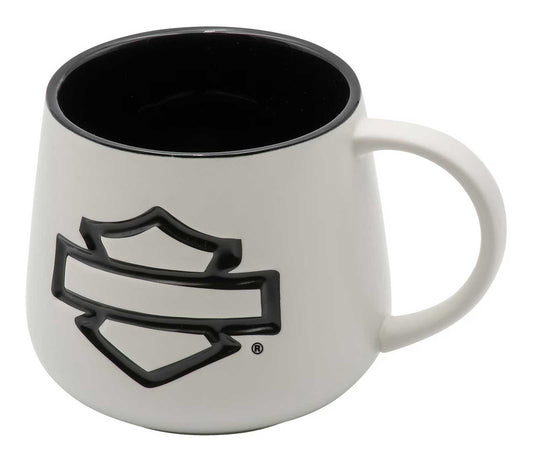 Harley-Davidson® Debossed Open Bar & Shield Ceramic Coffee Mug – Pearl White HDX-98671