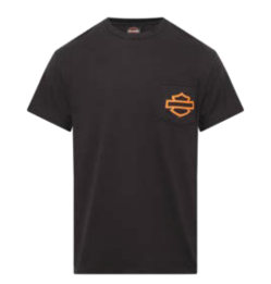 Harley-Davidson® Men’s OPEN Pocket Orange B&S Black Dealer Tee