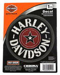 Harley-Davidson® Distressed Circle Star H-D Decal - Black & Red - 6 x 8 in.