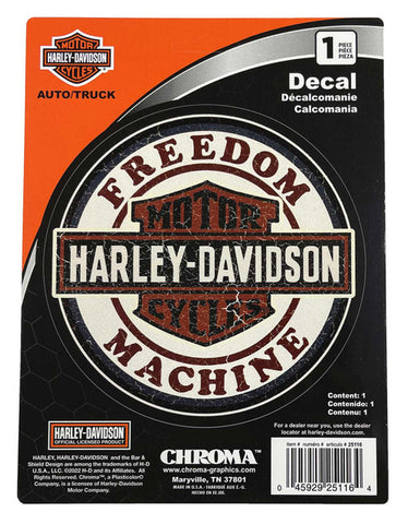 Harley-Davidson® Vintage Freedom Machine Decal - Cream & Orange - 6 x 8 in