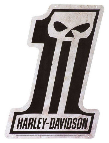 Harley-Davidson® Embossed Tin Sign, Shaped #1 Skull Logo - HDL-15538