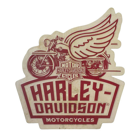Harley-Davidson® Embossed Tin Sign, Winged Motorcycle HDL-15558