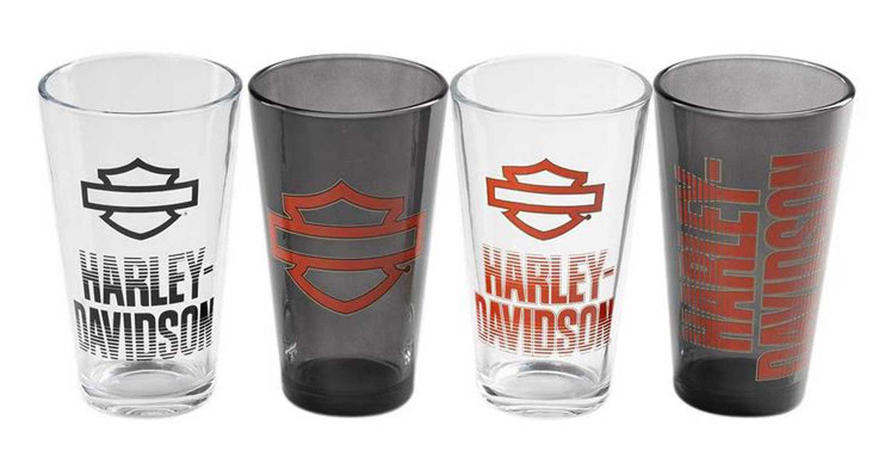 Harley-Davidson® 16 oz. Open Bar & Shield Fade Pint Glass Set, Set of Four Part Number: HDL-18830