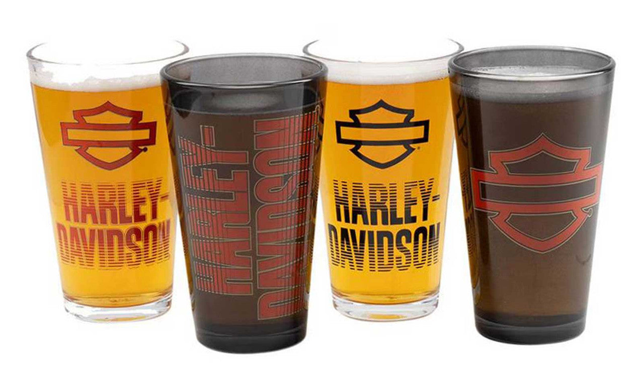 Harley-Davidson® 16 oz. Open Bar & Shield Fade Pint Glass Set, Set of Four Part Number: HDL-18830