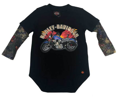 Harley-Davidson® Baby Boys' Motorcycle  Creeper w/ Tattoo Sleeves 3060641