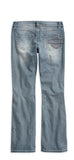 WOMEN'S BLUE DENIM STUDDED BAR & SHIELD LOGO LOW-RISE JEAN - 96143-14VW