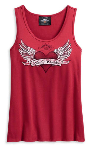 Harley-Davidson® Women's Winged Heart Sleeveless Tank Top - Red 96218-20VW
