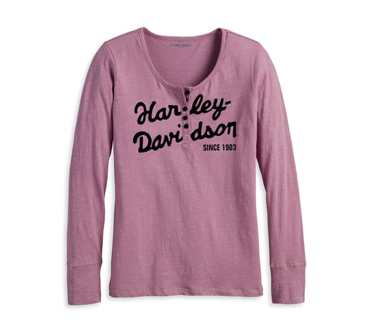 Women's Harley-Davidson®  Suspension Scoop Neck Henley - Dusky Orchid 96244-23VW