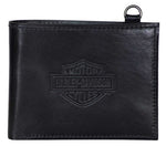 Harley-Davidson® Men's Traditional B&S Bi-Fold Genuine Leather Wallet - Black