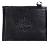 Harley-Davidson® Men's Traditional B&S Bi-Fold Genuine Leather Wallet - Black