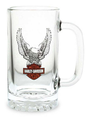 Harley-Davidson® Upwing Eagle B&S Logo Clear Stein Glass - 16 oz. ST32871